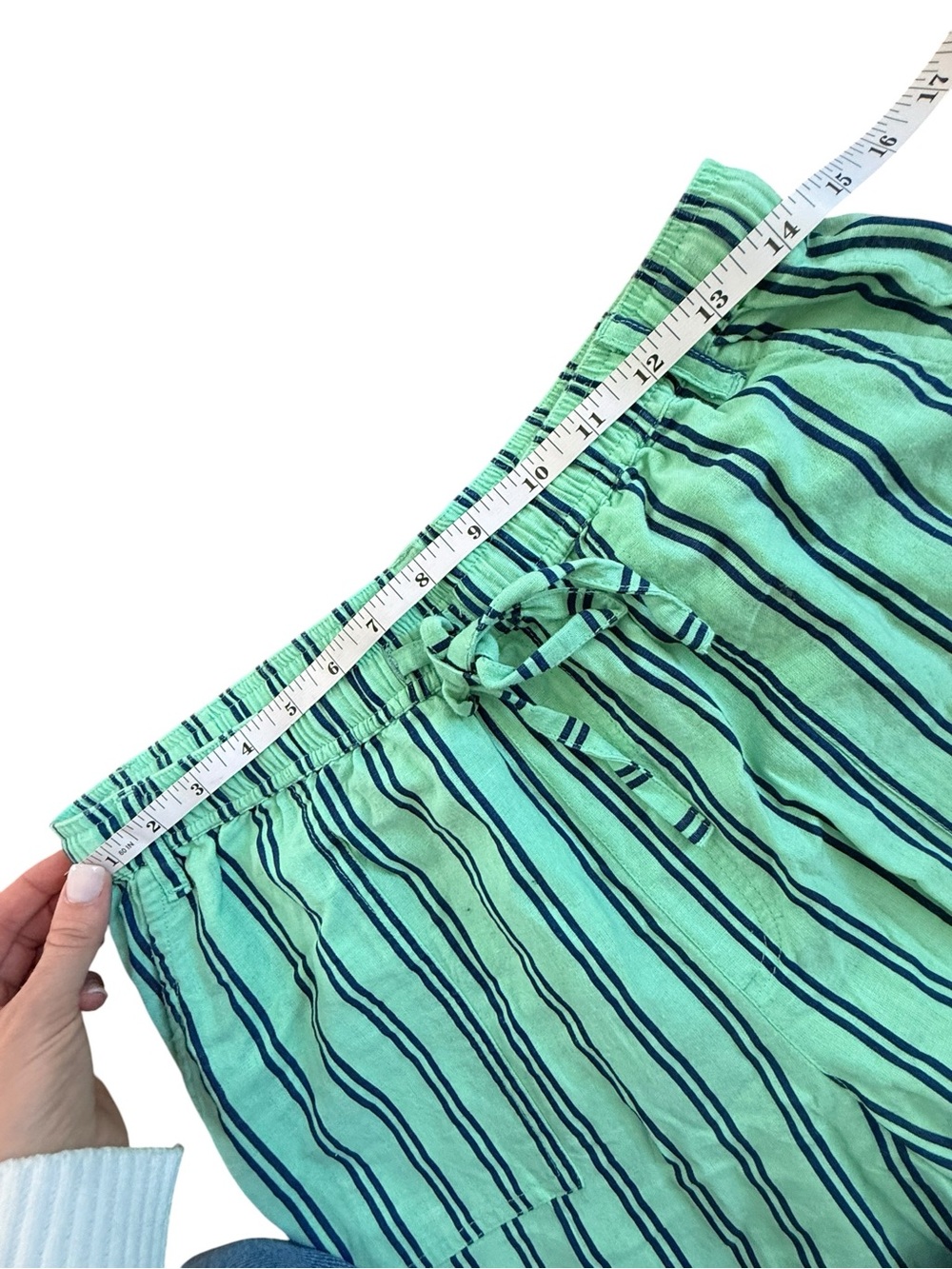 Damson Madder Cotton Linen Sydney Coastal Cargo Pants Mint Stripe UK 10 US 6 - Picture 9 of 13